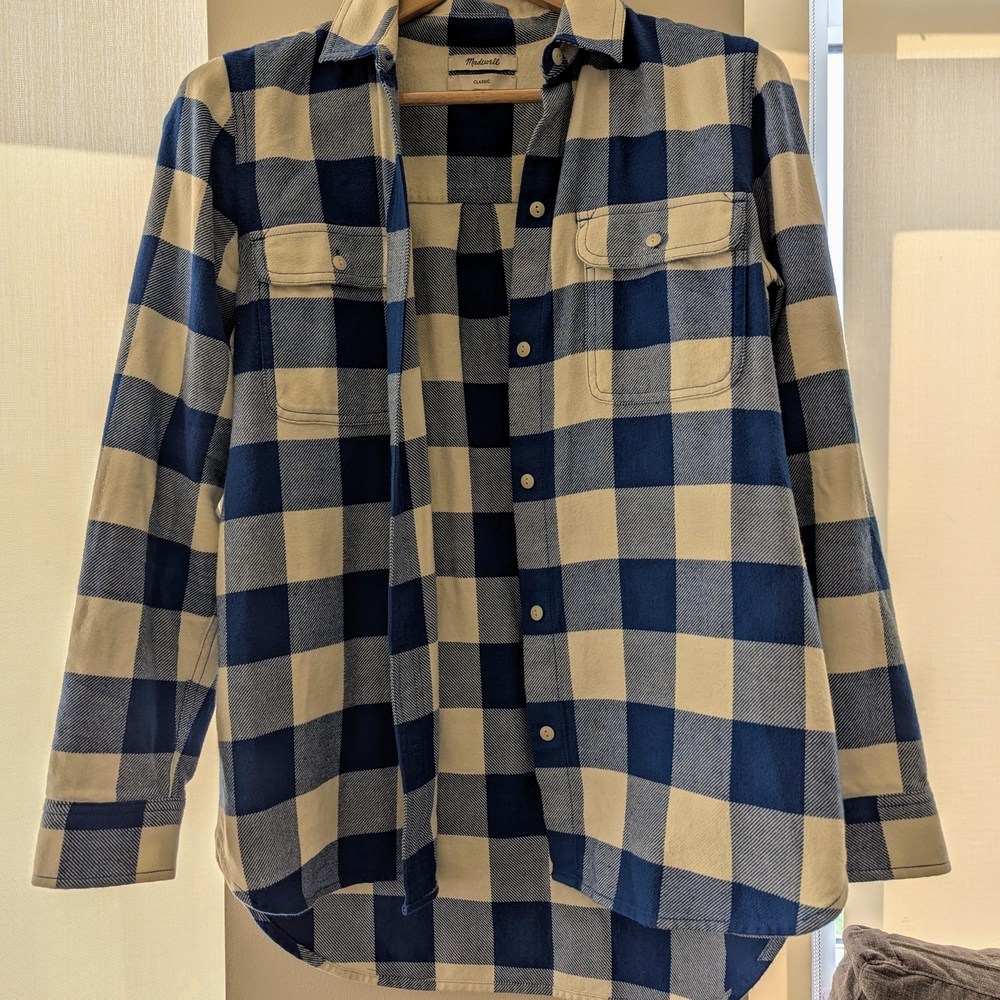 Madewell Blue and Cream Casual Button Down Shirt